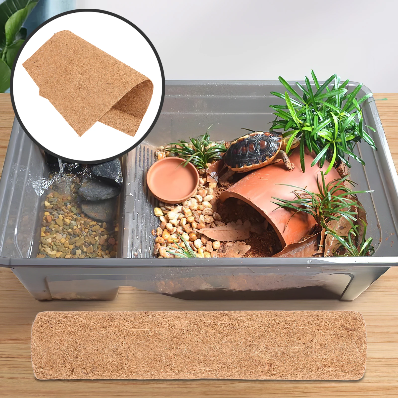 

Natural Coconut Fiber Reptile Carpet Mat Reusable Breathable Substrate For Terrarium Tortoise Box Odorless Durable Bedding