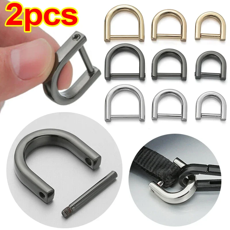 2 ชิ้นเปิดสกรู D แหวนหัวเข็มขัด Shackle Clasp สําหรับหนังหัตถกรรมกระเป๋าเข็มขัดไหล่ Webbing โลหะ Dee หัวเข็มขัดที่ถอดออกได้