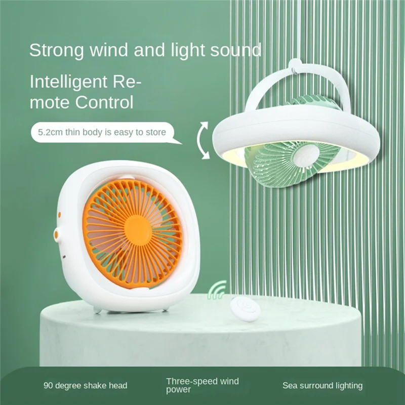 Ventilador de teto eficiente, ventilador oscilante com controle remoto, 7 tamanhos, 4000mah, 4 engrenagens e luz quente, lâmpada led, ventilador de teto de mesa usb, fácil de usar