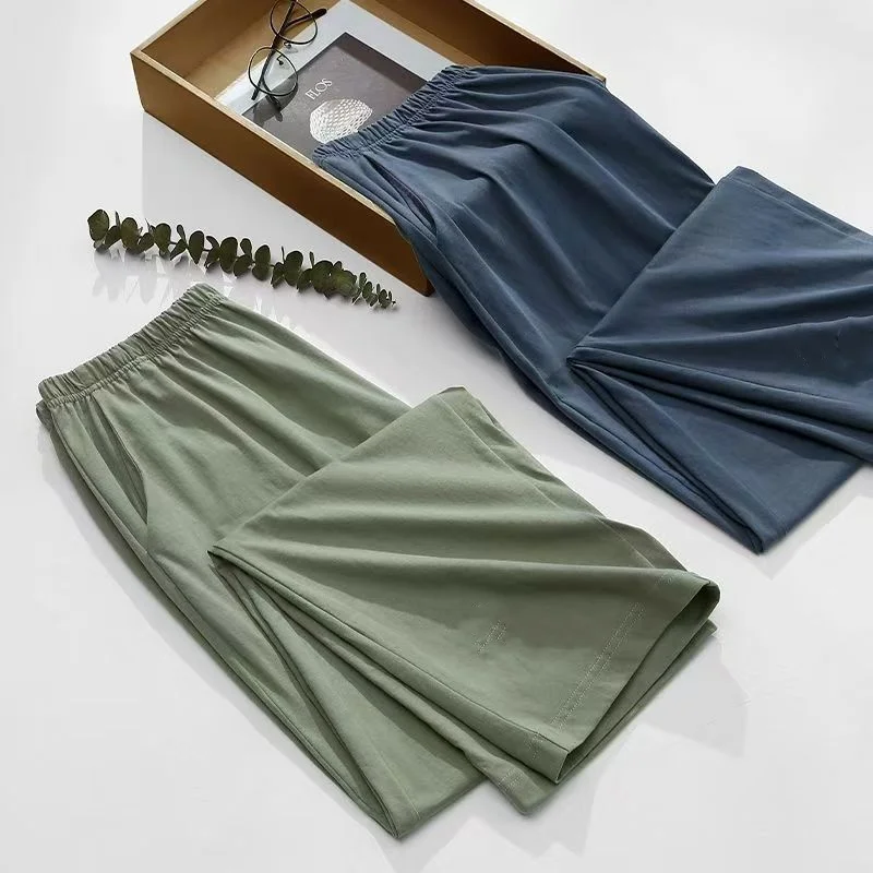 春と秋のメンズカジュアルパジャマパンツ 2025年新作 パジャマパンツ カジュアルストライプ 四季対応 ゆったり ホームロングパンツ 外出着としても着用可能