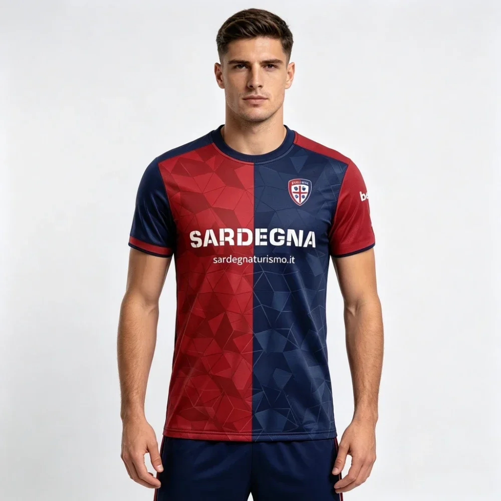20262026 New Style Sardinia Football Team Short-Sleeved Polyester Fiber Breathable Mesh Comfortable Sports T-Shirt Training Top