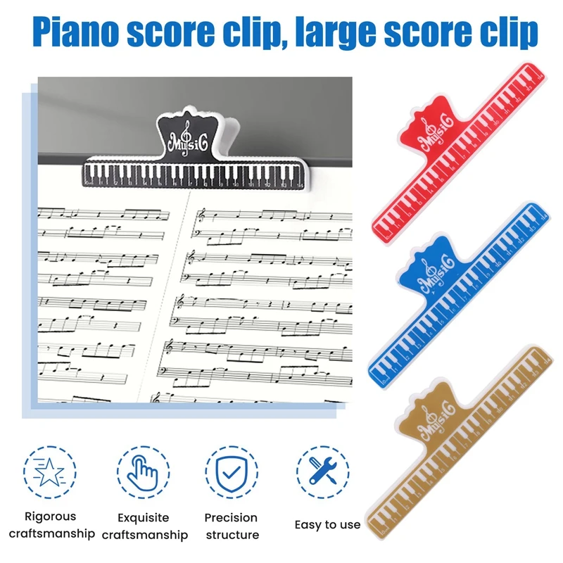 Música Livro Nota Papel Régua, Folha Música Primavera Clip Holder para Piano Violão Viola Violoncelo Desempenho, 4 Pcs