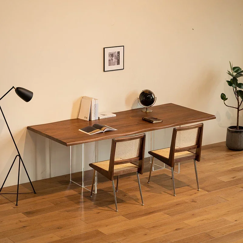 North American black walnut acrylic suspended tea table new Chinese solid wood modern simple desk home office log