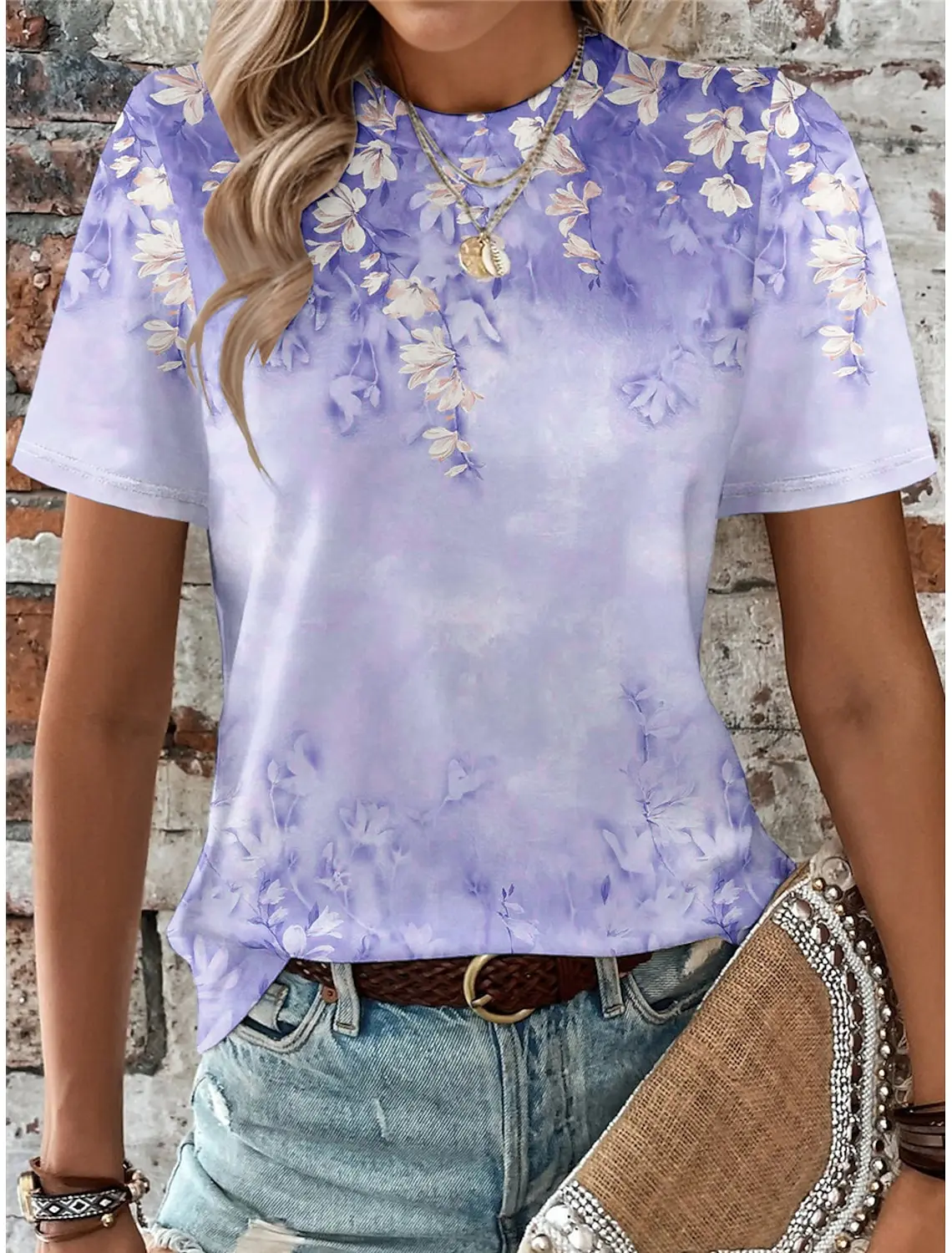 Summer Women's T shirt 3d Print Floral Flower Tee Shirt Casual Short Sleeve Tops Fashion Round Neck t shirt for women beautiful