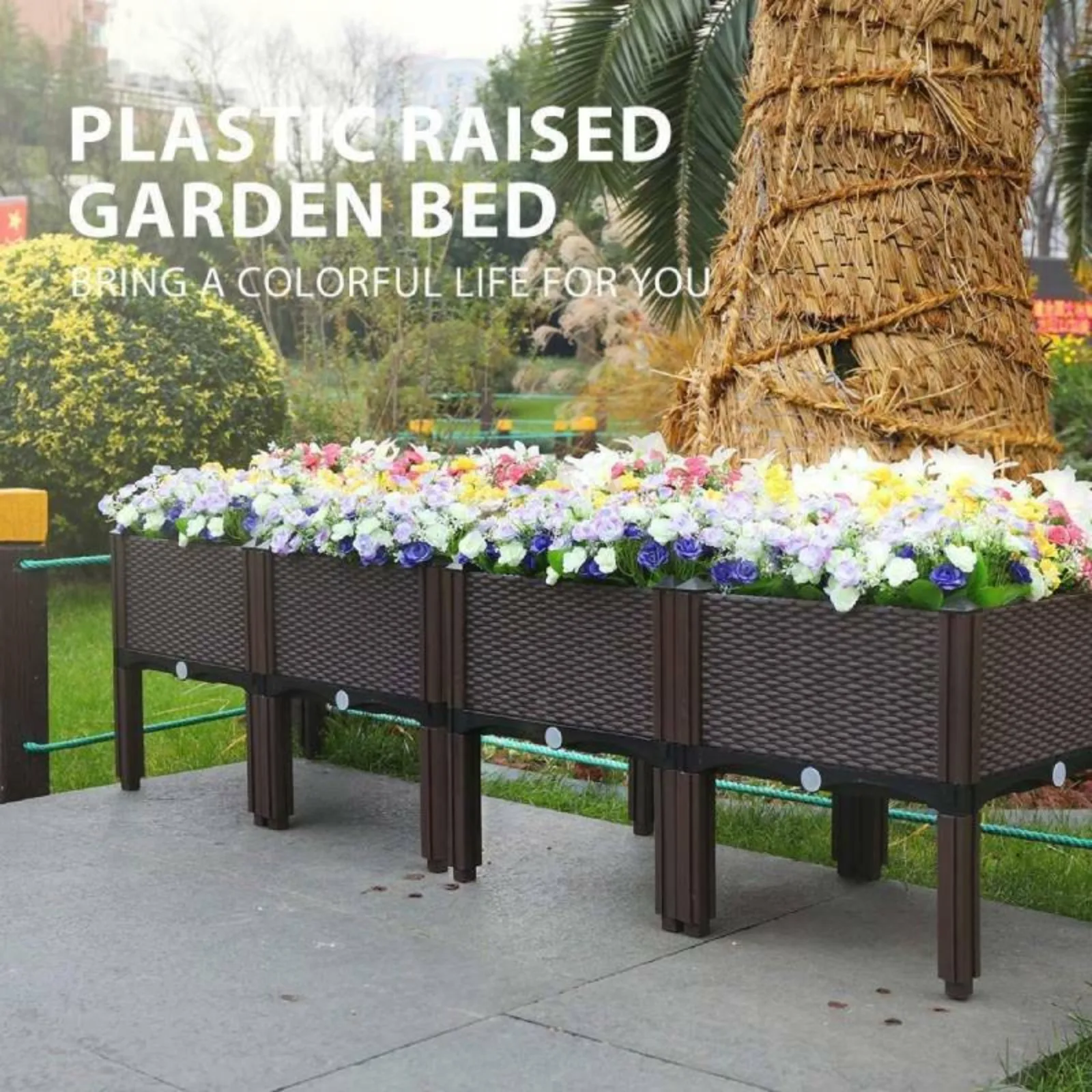 

US 4pcs Elevated Raised Garden Bed Patio Porch Planter Box Flower Vega Grow Stand