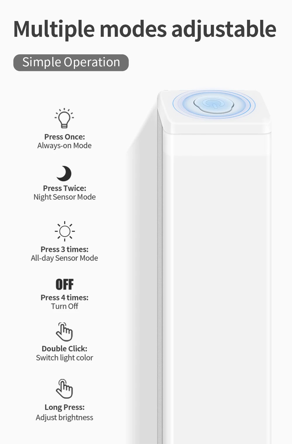 LED Desk Lamp Hanging Magnetic Stepless Dimming LED Night Light USB Rechargeable Bedroom Light Cabinet Closet Reading Night Lamp