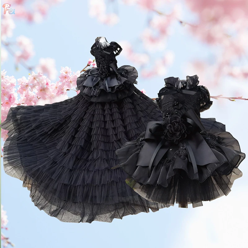 Hondenkleding Hondenjurk met afneembaar voor foto bruiloft verjaardag vakantie cadeau gotische kanten strik Kostuum voor hondenbenodigdheden