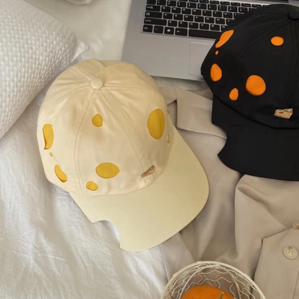 

Korean Style Cheese Baseball Cap Sunscreen Solid Color Cheese Embroider Sun Hat Hip-hop Cartoon
