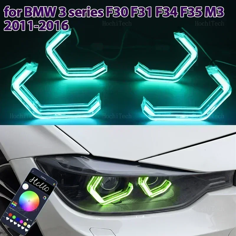 Multi-colored Ring Angel Eyes RGB M4 Style LED App Control for BMW 3 Series F30 F31 F34 F35 M3 2011-16 318i 320i 328i 330i 320d