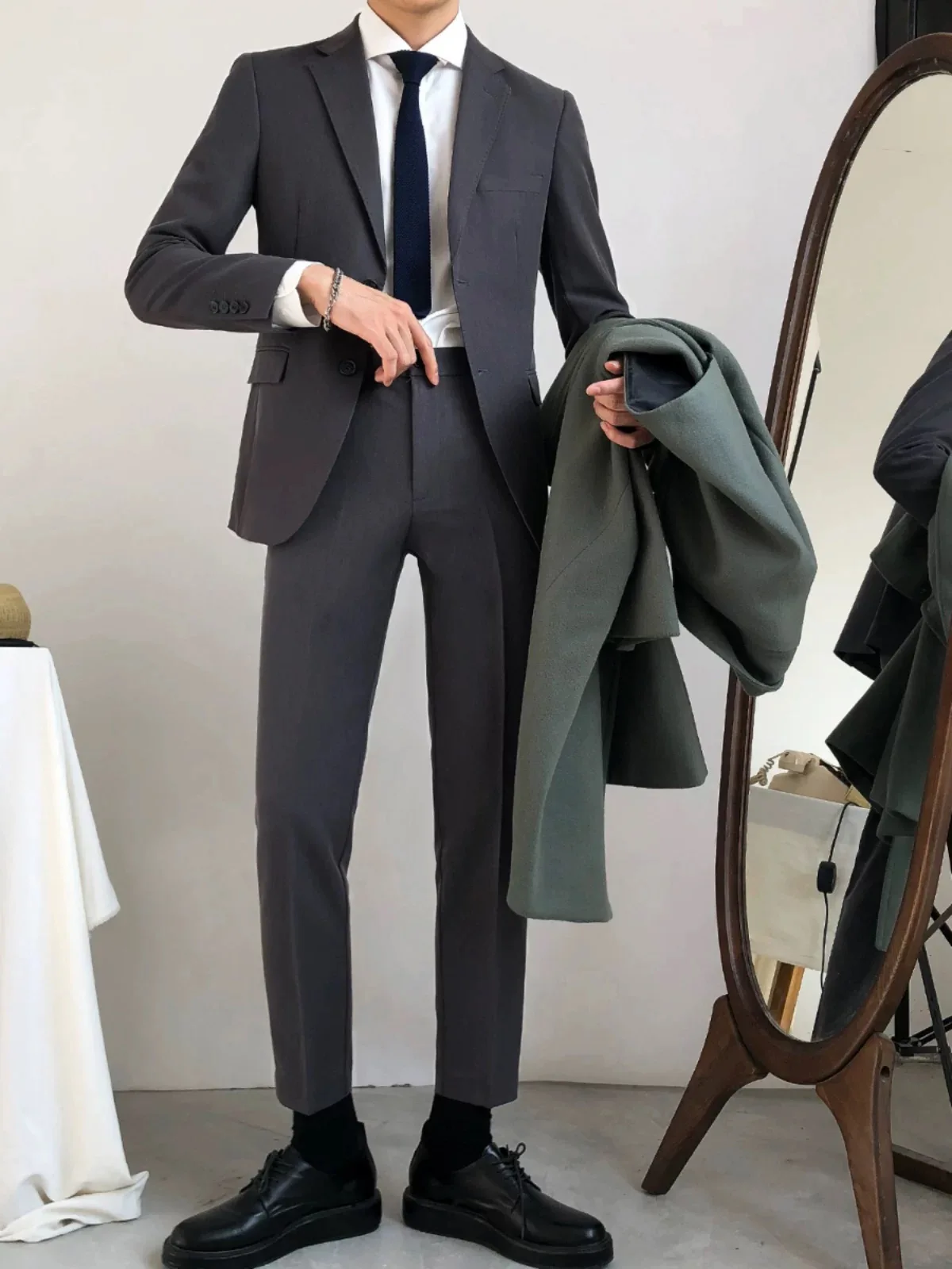 

1-578 Men's suit jacket grey striped professional wear high-end work clothes