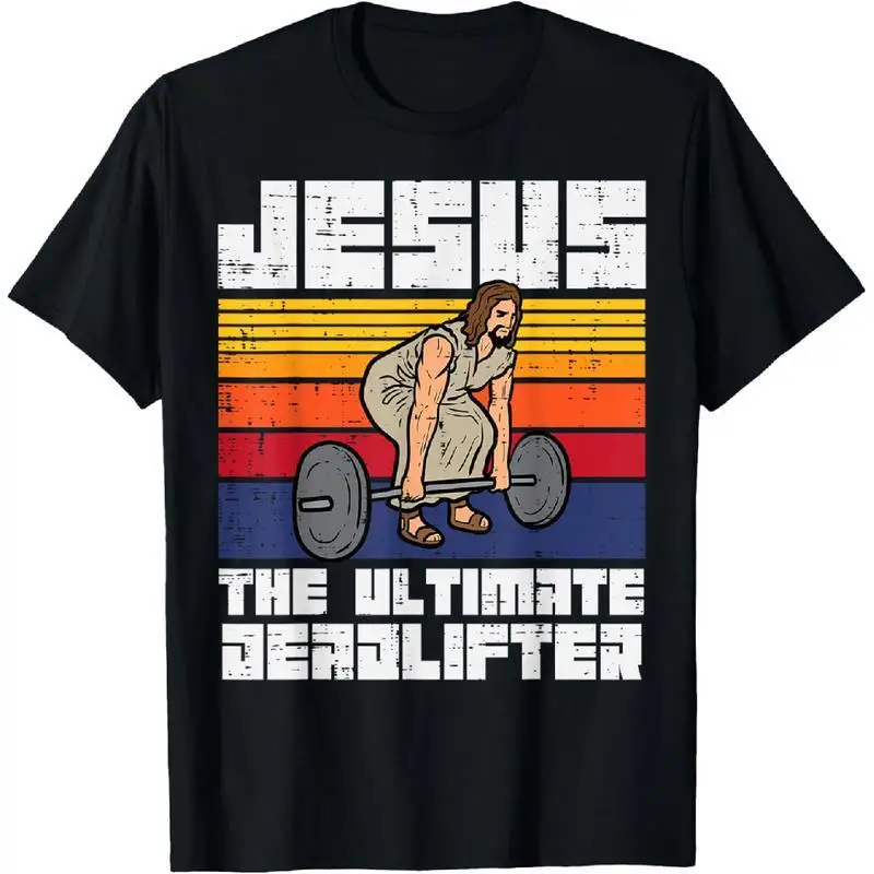 

Funny Jesus Deadlifter T-Shirt Men Women Christian Fitness Gym Workout Tee Humorous Weightlifting Graphic Top