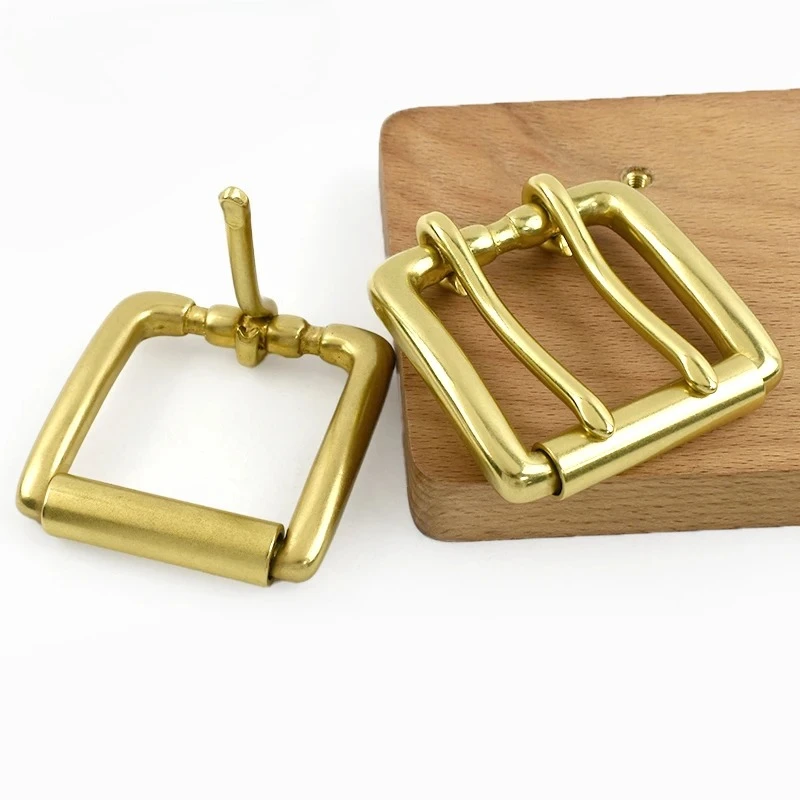 1Pc 40mm Pure Brass Belt Buckle Single Double Needle Roller Belts Head for Man Waistband Adjust Clasp Leather Craft Accessories
