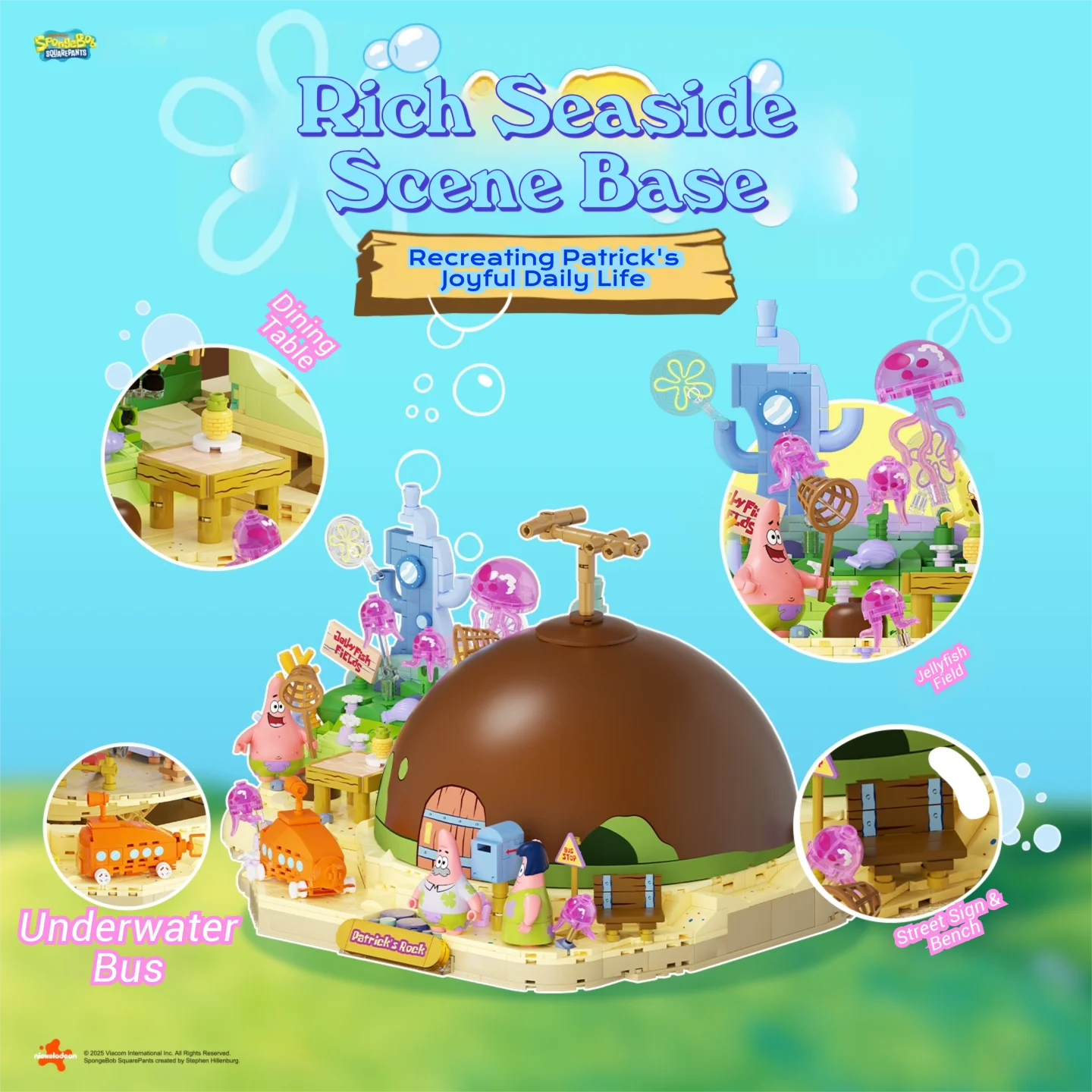 Bob Esponja SquarePants Série Blocos de Construção Patrick Star Rock House Modelo de Desenhos Animados Tijolos Ornamentos de Mesa Brinquedo para Crianças Presente de Natal