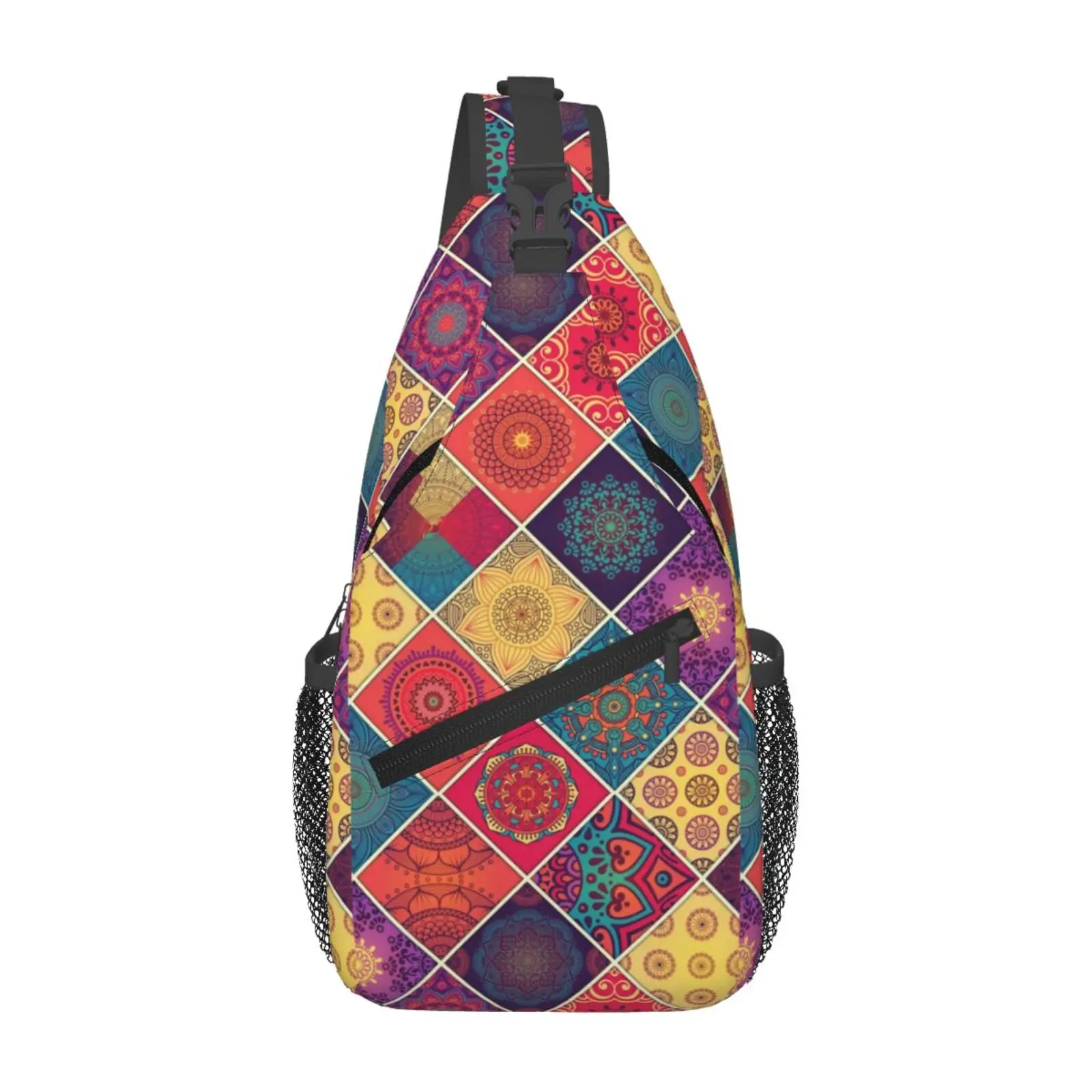 Boho Ethnic Mandala Chest Sling Backpack Fashion Crossbody Shoulder Bag Lightweight Travel Sport Chest Pack Unisex Gift
