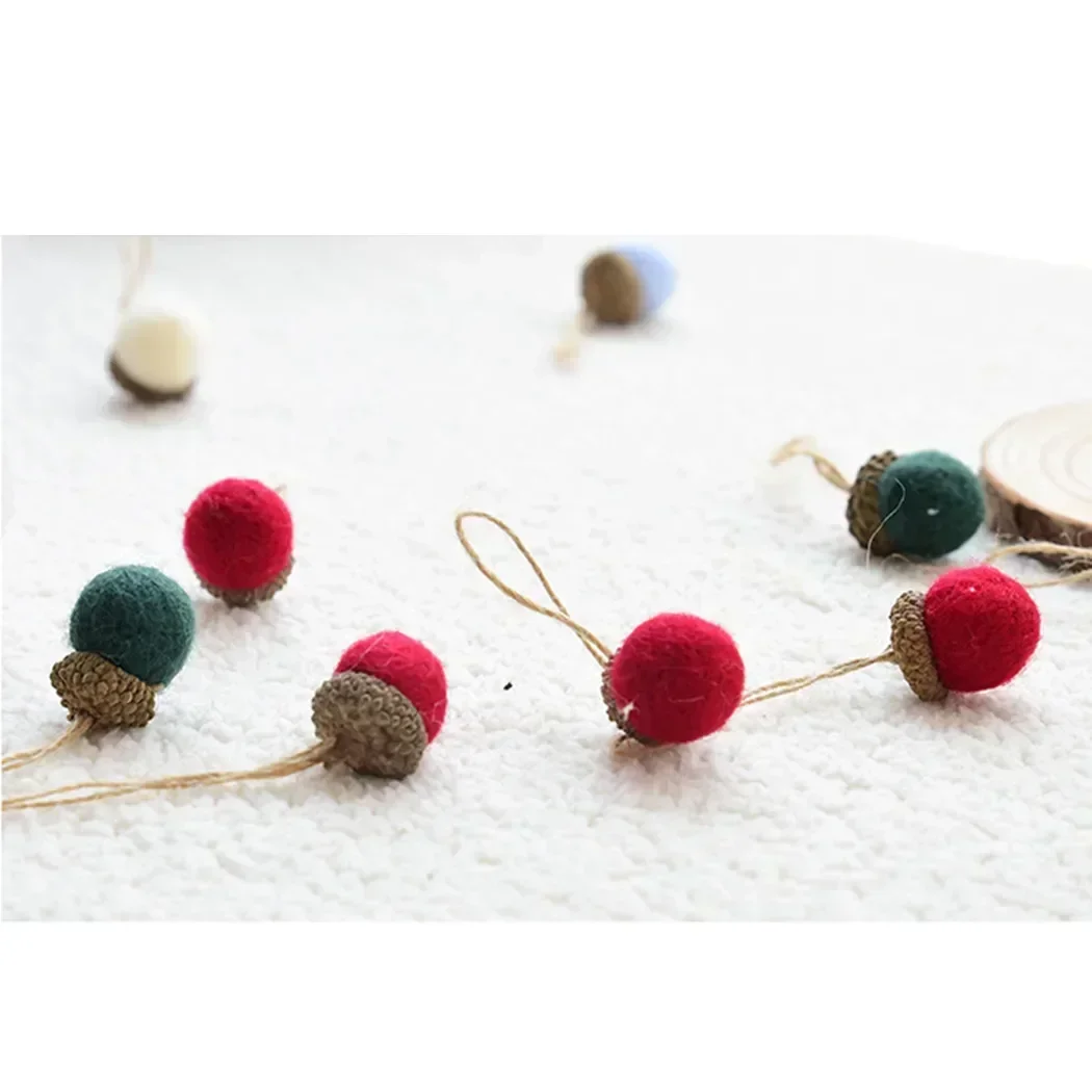 Hanging Christmas Crafts Supplies Festive Home Decor Christmas Felt Acorn Xmas Tree Hanging Pendant Ornament (6PCS)