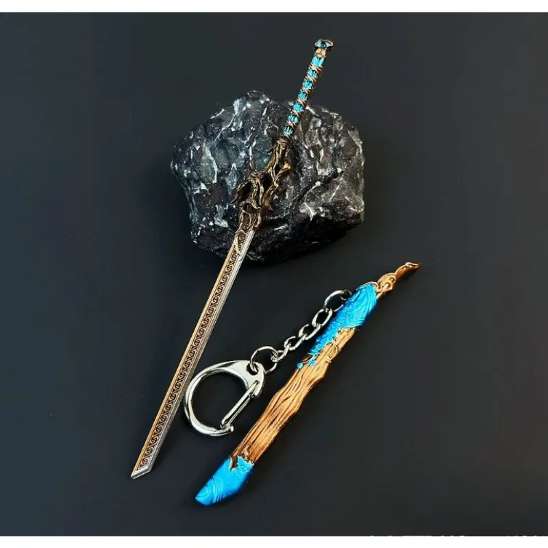 12cm 애니메이션 Qianqiu 칼 복제 Meng Chuan의 금속 무기 모델 합금 Katana 디스플레이 수집가의 데스크탑 장식 소년 선물