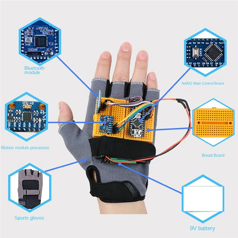Eficiente para programación de guantes Kit Deportes Control de gestos inalámbrico Bluetooth