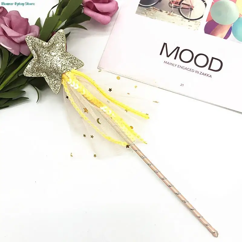 Cute Fairy Wand Dreamlike Five Pointed Star Fairy Wand Kids Magic Stick Girl Birthday Party Gift Halloween Princess Cosplay Prop