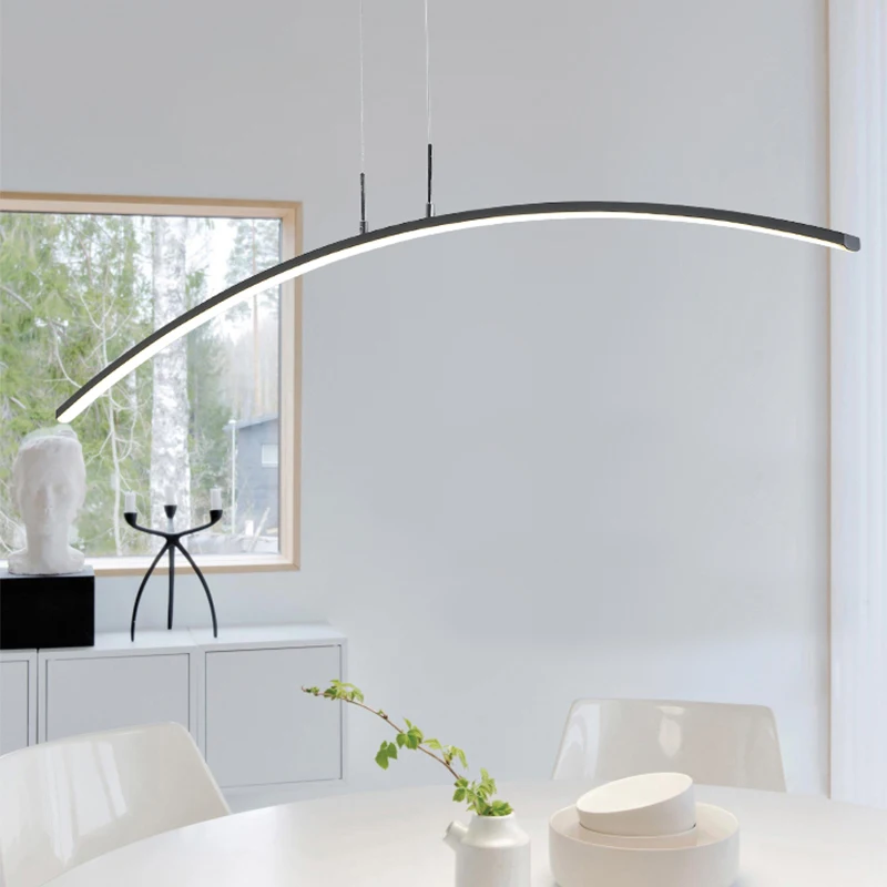 

Modern Line LED Pendant Lights White Black pendant lamp Suspension Luminaire living room decoration Cord Hanging Lamp