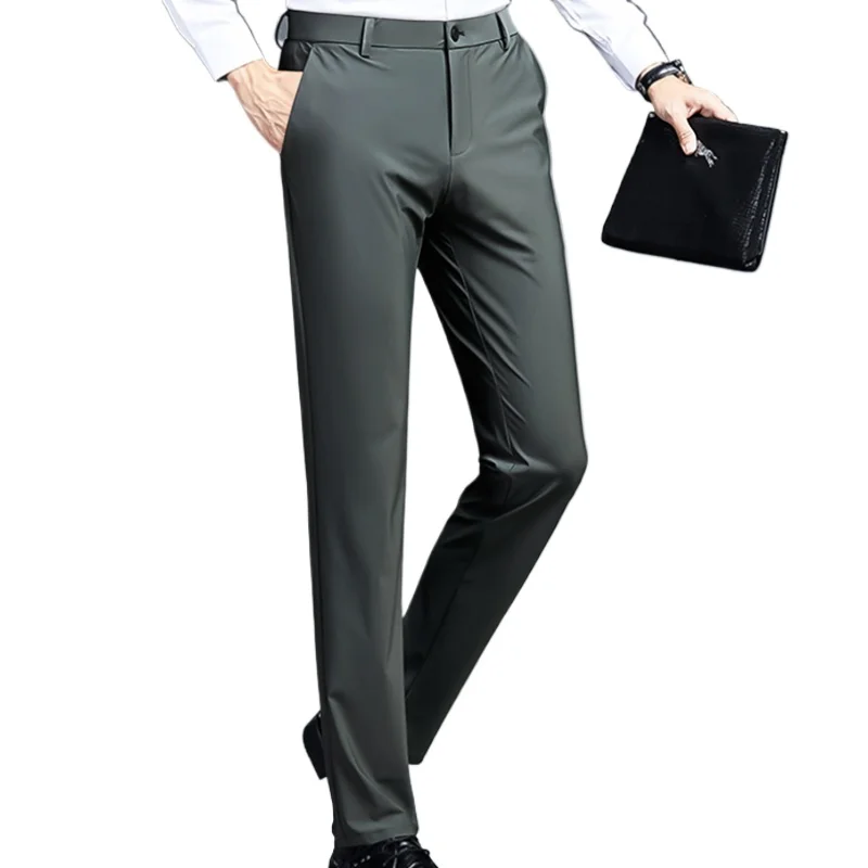 YOLANFAIRY 85% Mulberry Silk Summer Pants Men Straight Pants Mens Clothing Causal Men Trousers Брюки Мужские Летние Slim Fit