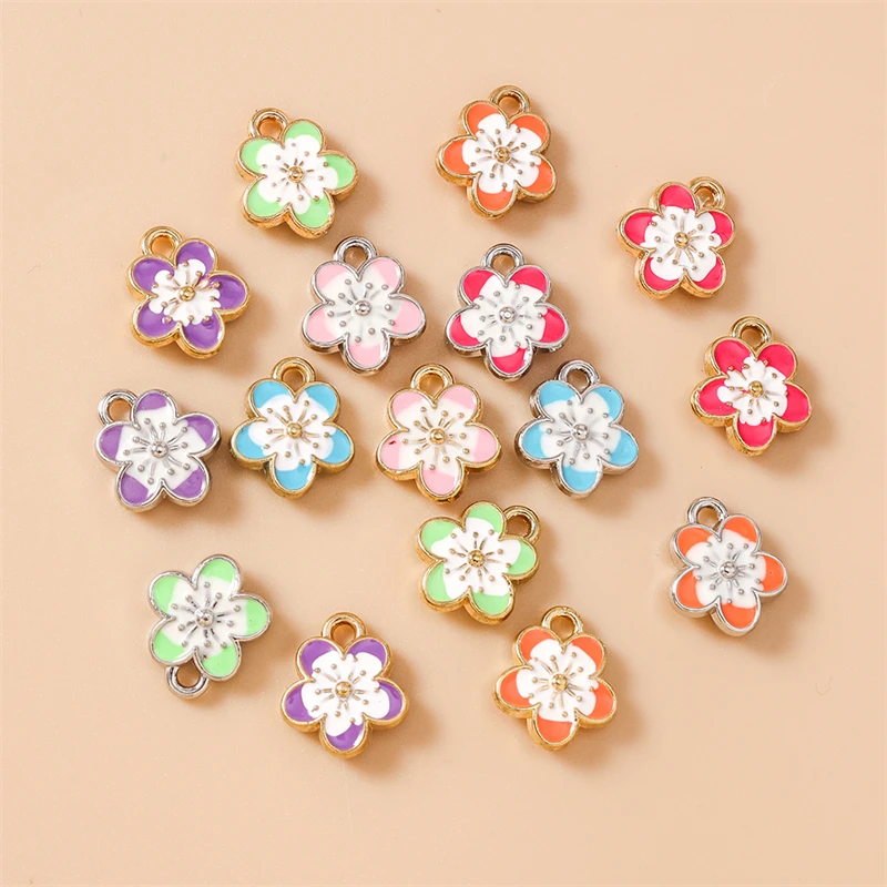 

20pcs 10x12mm Cute Colorful Mini Enamel Flower Charms Pendants for Jewelry Making Earrings Necklaces Bracelets DIY Crafts Supply