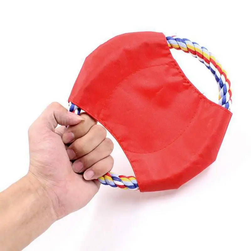 Disc Dog Toy Outdoor Soft Fetching Flying Disc For Dogs Interactive Training Flyer Dog Toy Cotton Rope Toss Pet Disc For Stress