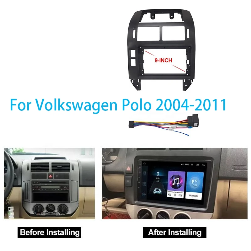 

Car Audio 9" Big Screen Dash Fascia Panel Frame Kit Adapter For Volkswagen Polo 2004-2011 Radio Dash Frame