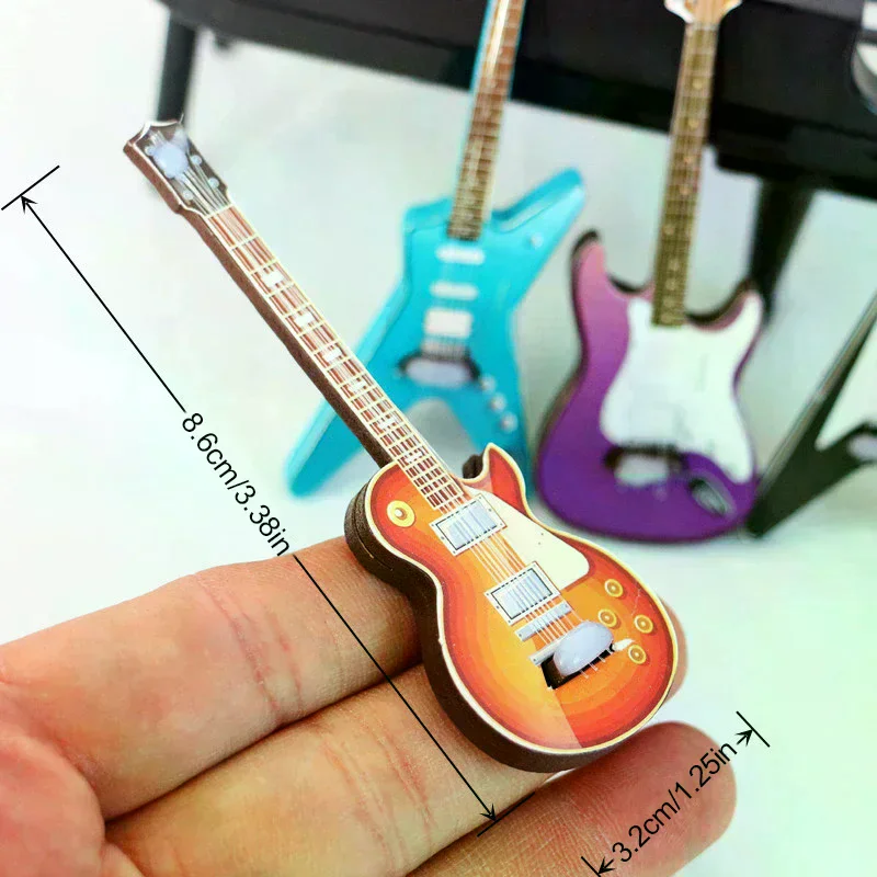 1 Uds. Casa de muñecas en miniatura, guitarra, instrumento Musical, modelo para decoración de casa de muñecas, juguetes para juego de imitación para niños, regalo