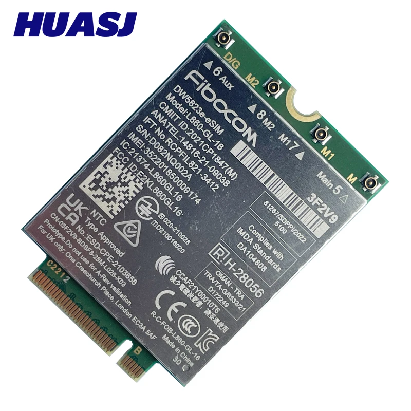 L860-GL-16 DW5823e-eSIM DW5823e LTE 4G CAT16 Intel(R ) XMM 7560R+ Module For 4G Modem NGFF M.2 For Dell 7640 3581 Laptop