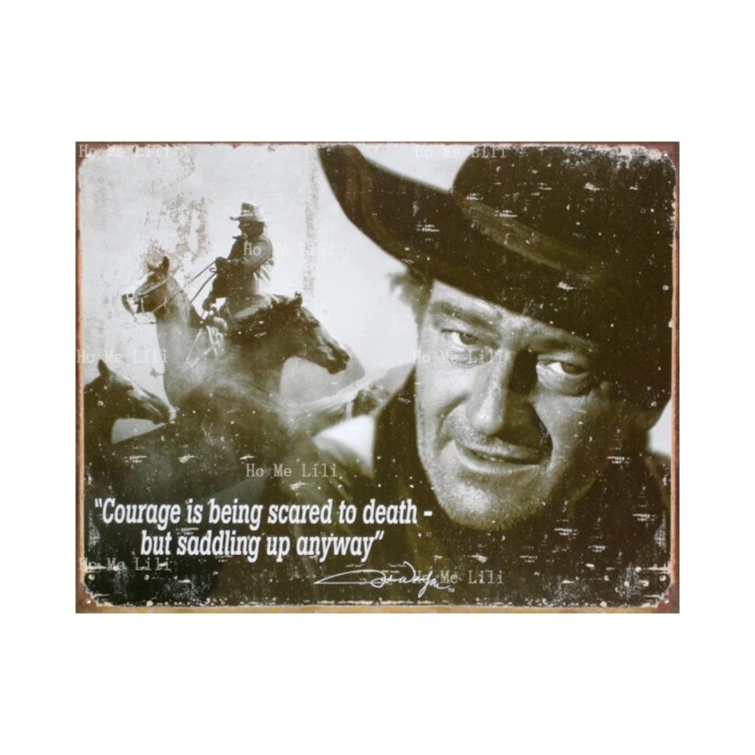 John Wayne Courage Distressed Retro Vintage Tin Sign Man Cave Metal Vintage Plaque