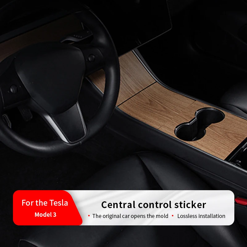 For Tesla Center Sticker 2017-2020 Model 3 Center Console Panel Grain Film Central Control Car Dashboard Cover Sticker