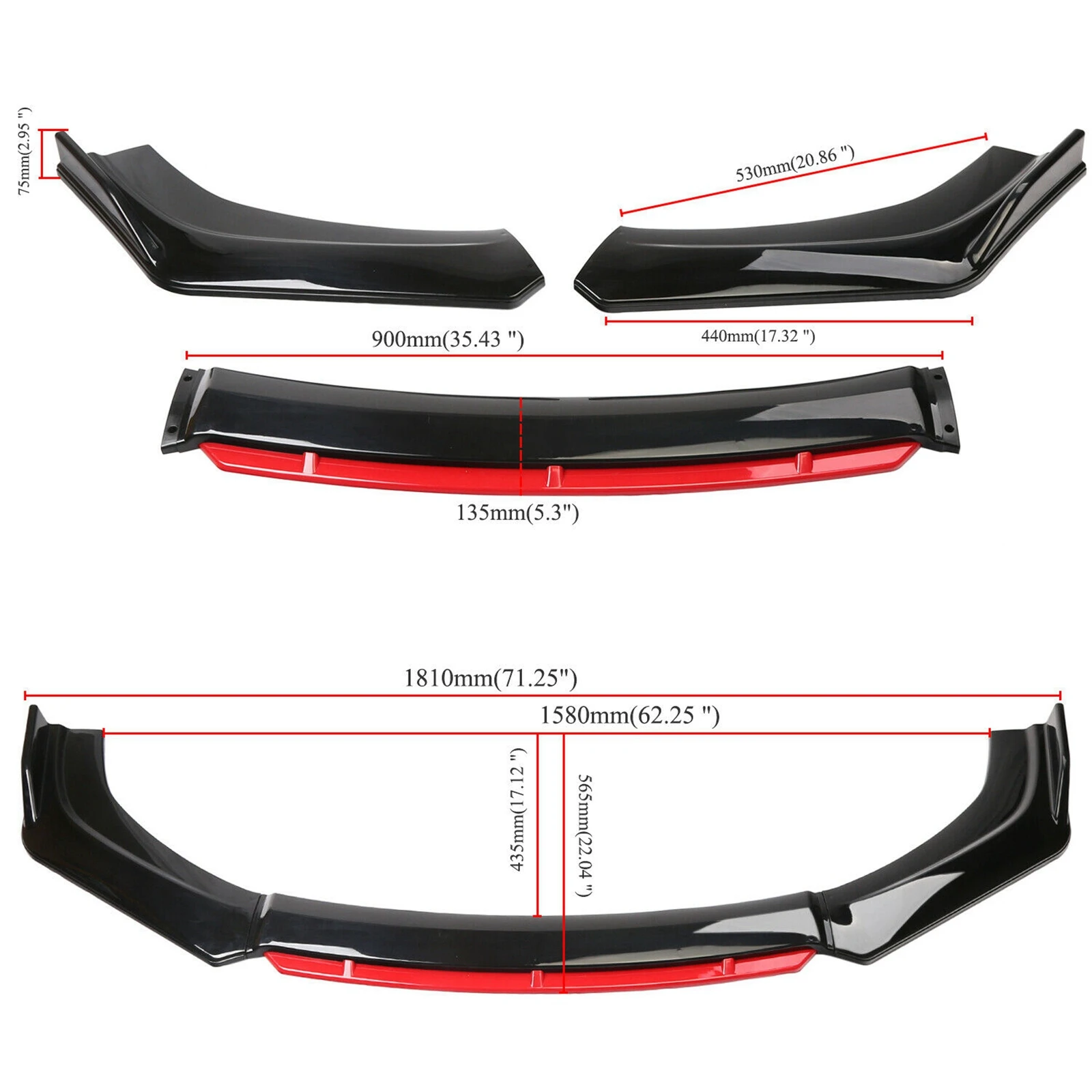 4PCS Universal Car Front Bumper Lip Body Kit Splitter Spoiler Diffuser Protector Car Wholesale Parts
