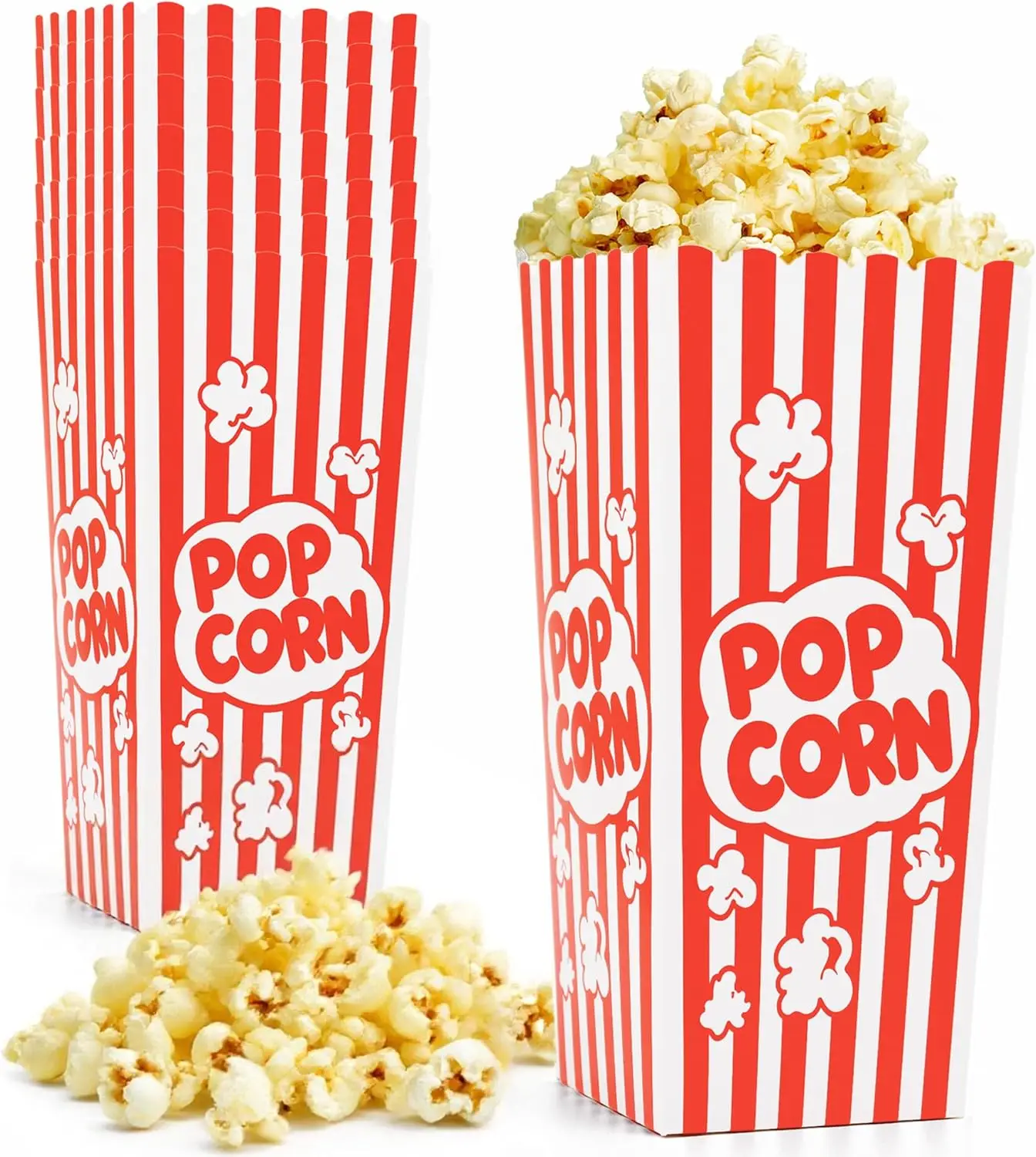 

Popcorn Boxes 24 Pack, 7.9" Tall Large Capacity Popcorn Containers for Movie Night, Party, Carnival