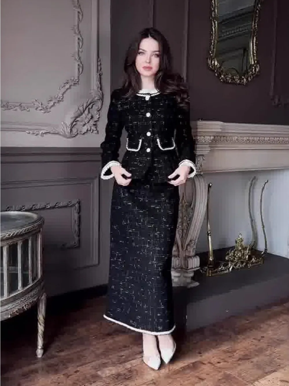 

Autumn Women Tops Skirt Elegant 2 Piece Set Jacket Dubai Office Lady Outwear High Street Arab Long Robe Morocco Outfit Suit 2026