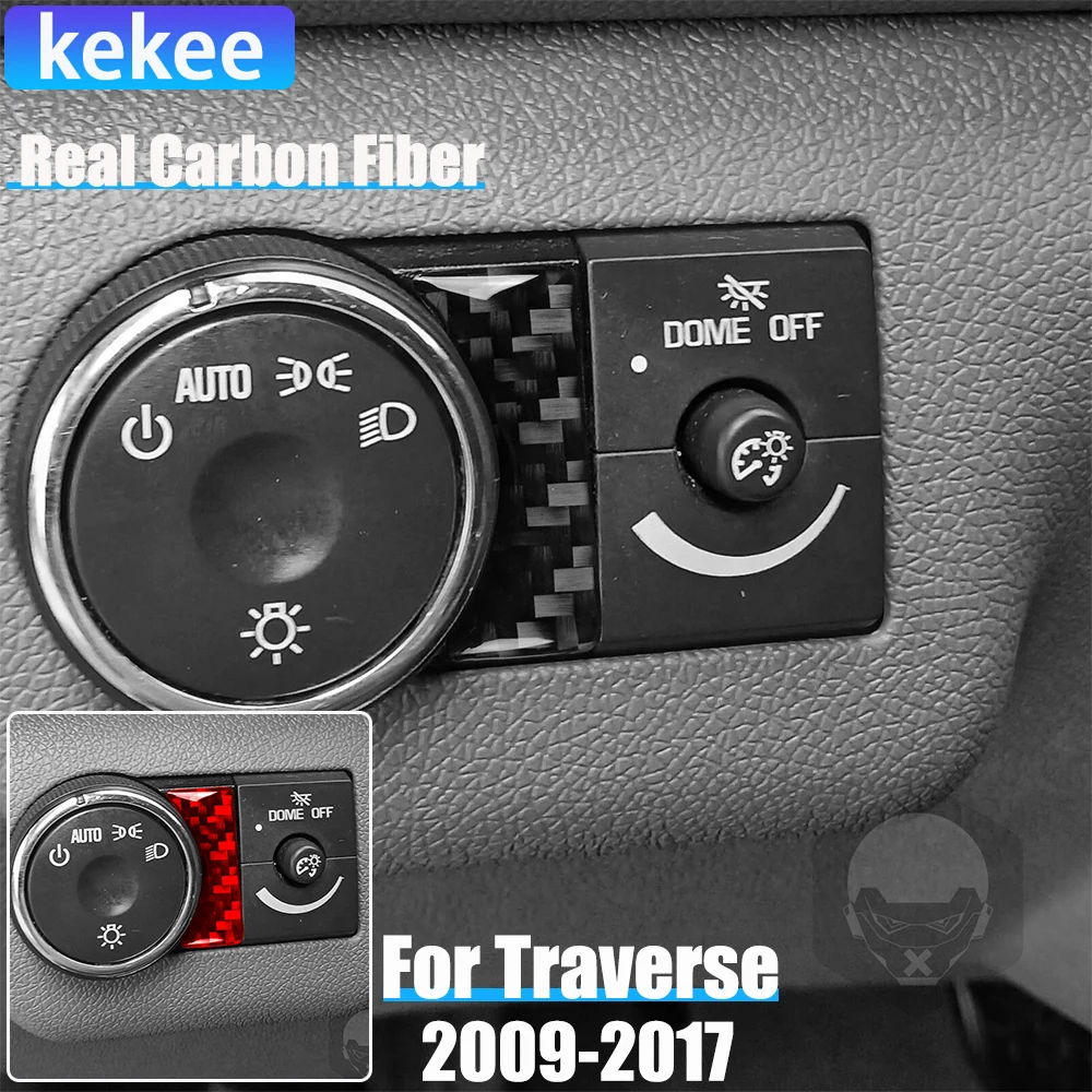 

Real Carbon Fiber Car Accessories Headlight Switch Trim Cover Soft Sticker For Chevrolet Traverse 2009 2010 2011 2012 2013-2017