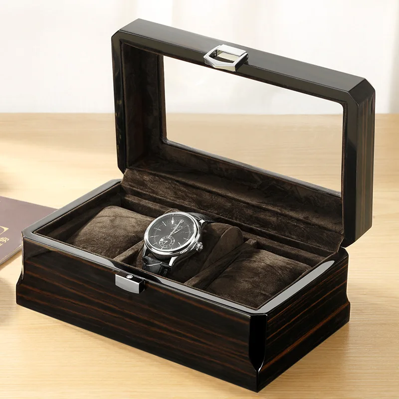 Sunroof pear flower wood watch jewelry bangle collection box display with lock