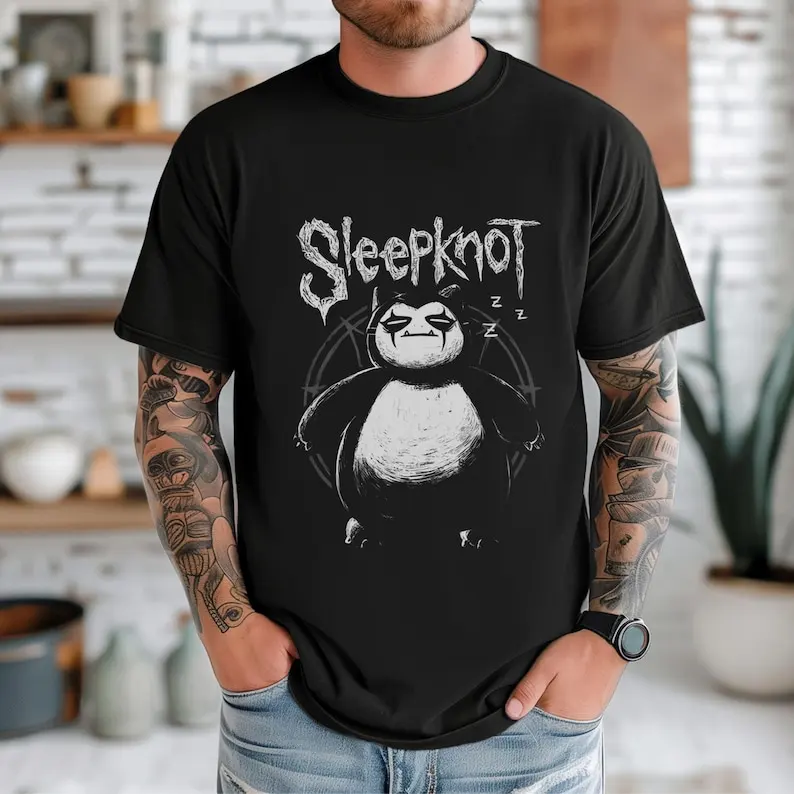 Image of Lustiges Snorlax X Sleepknot Grafikdruck-Baumwoll-T-Shirt, Anime- und Manga-Geschenke für Herren und Damen, Unisex-Shirt aus Baumwolle, Sommer-Tops