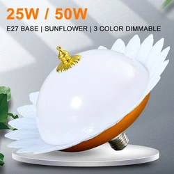 E27 LED Bulb Household Energy Saving Lamp 25W/50W 3 Light Source Indoor Lighting Flying Saucer Light Ceiling Lamps Garage Lights