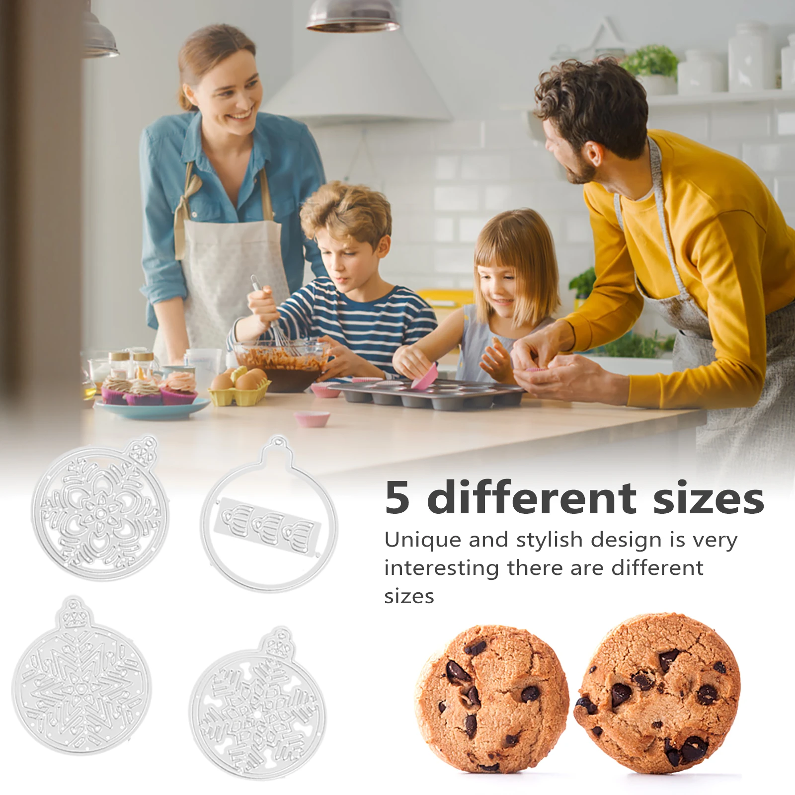 

4 Pcs/set Snowflake Knife Mold Decoration Cuts Craft Cutting Dies Metal for Making DIY The Circle