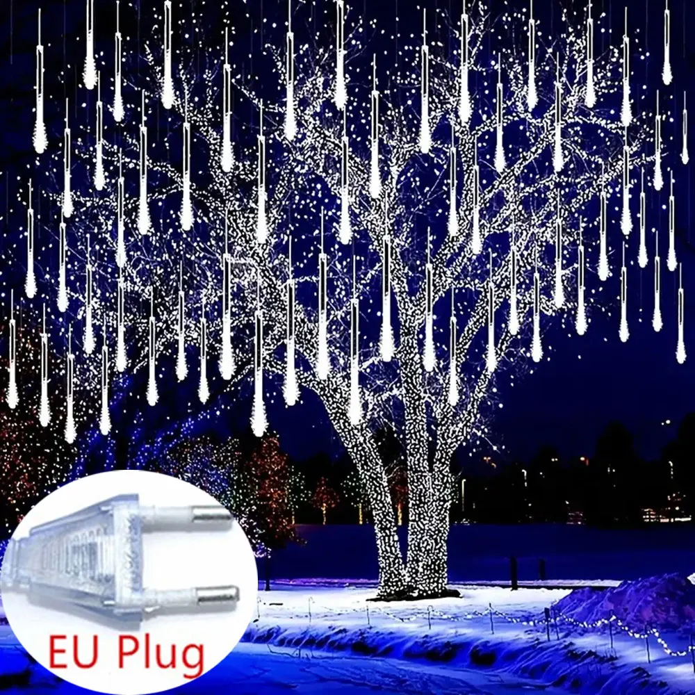 50/30cm EU Plug Led Light Outdoor Meteor Shower Rain Lights Garden Decor Outdoor Street Garland New Year Christmas Decoration