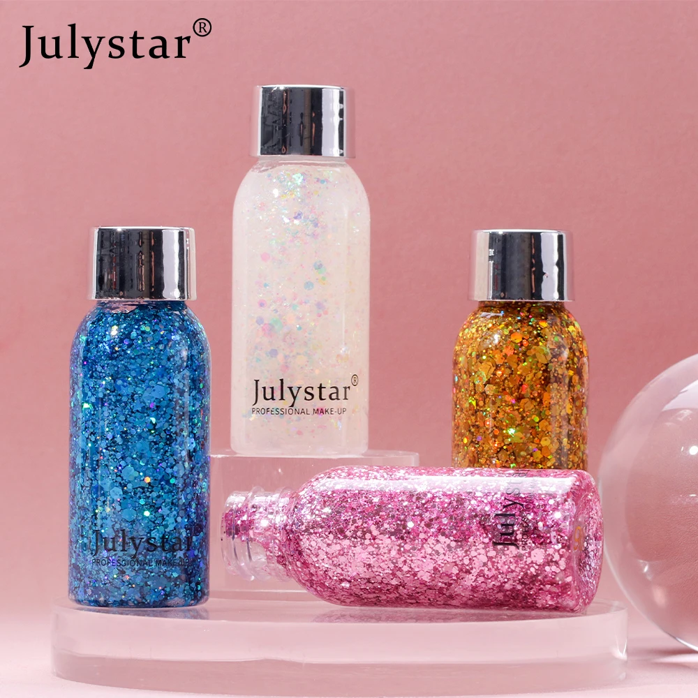 Julystar glitter eye shadow liquid face body sequin gel liquid eye shadow stage makeup 10 colors