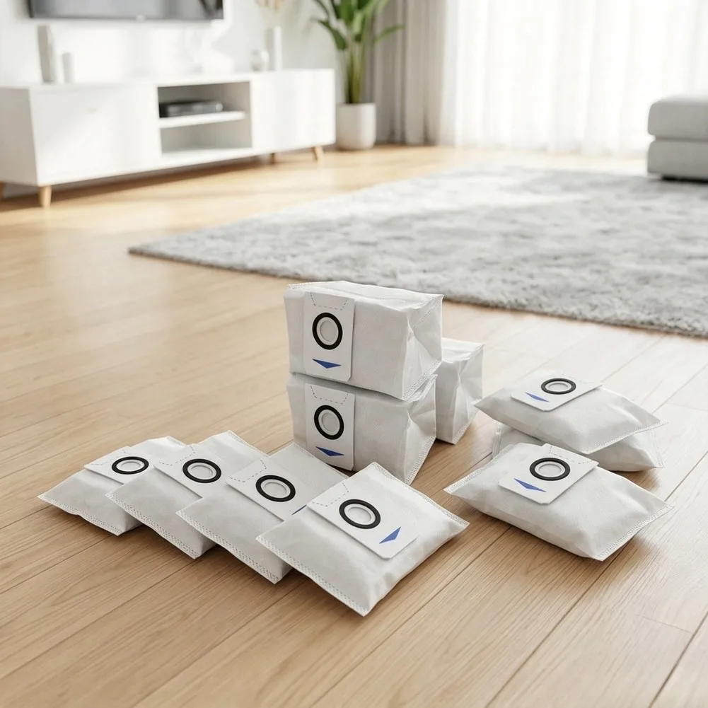 Robot Vacuum Bags Activated Carbon Bags For Pet Owners White Sealed Design Multi-layered Filter Motor Protection