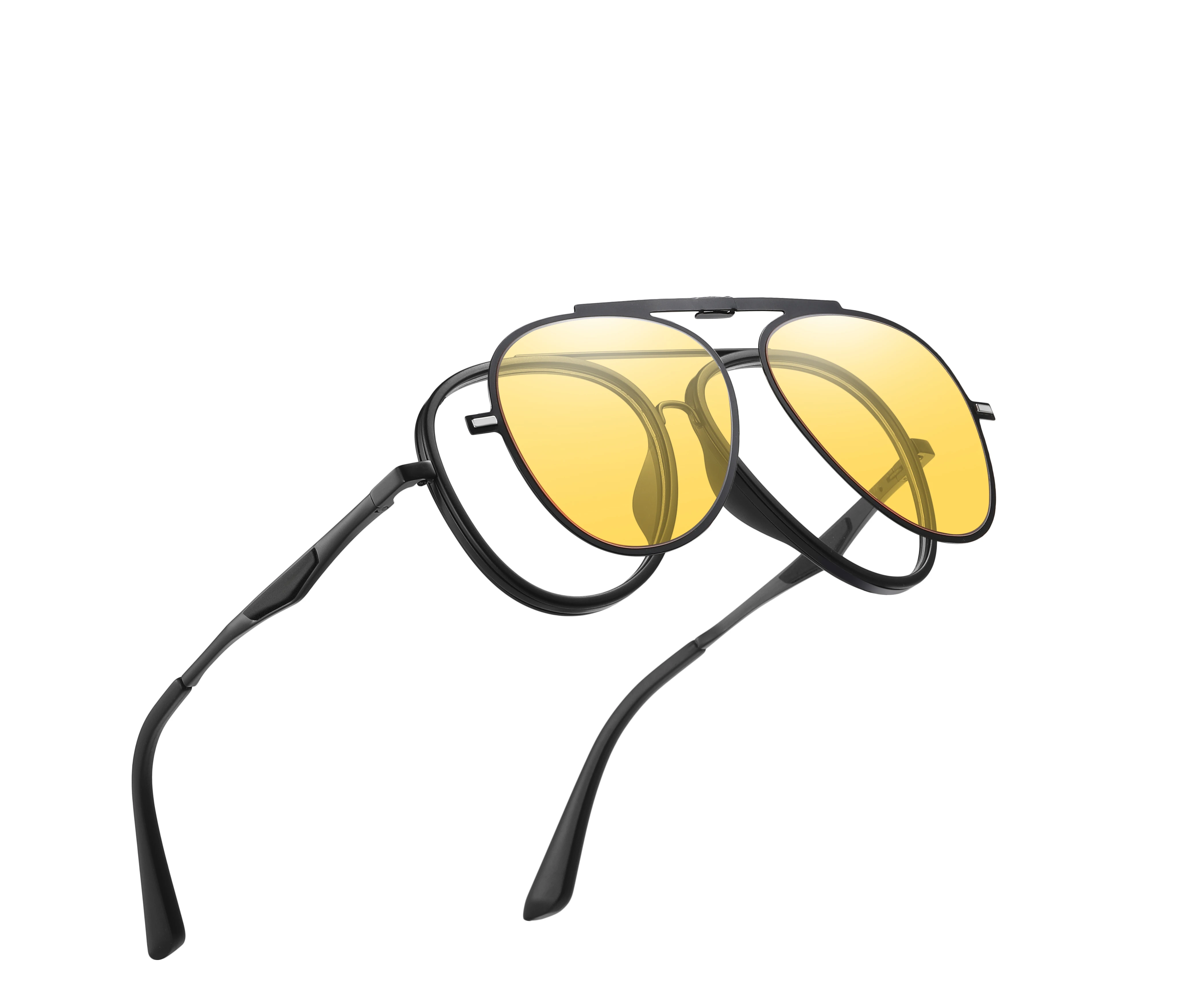 KIZN Sports 3 في 1 قصر النظر النظارات الشمسية الكلاسيكية مزدوجة شعاع الإطار المغناطيسي كليب مجموعة الاستقطاب الرجال النساء مخصص البصريات نظارات -0.50