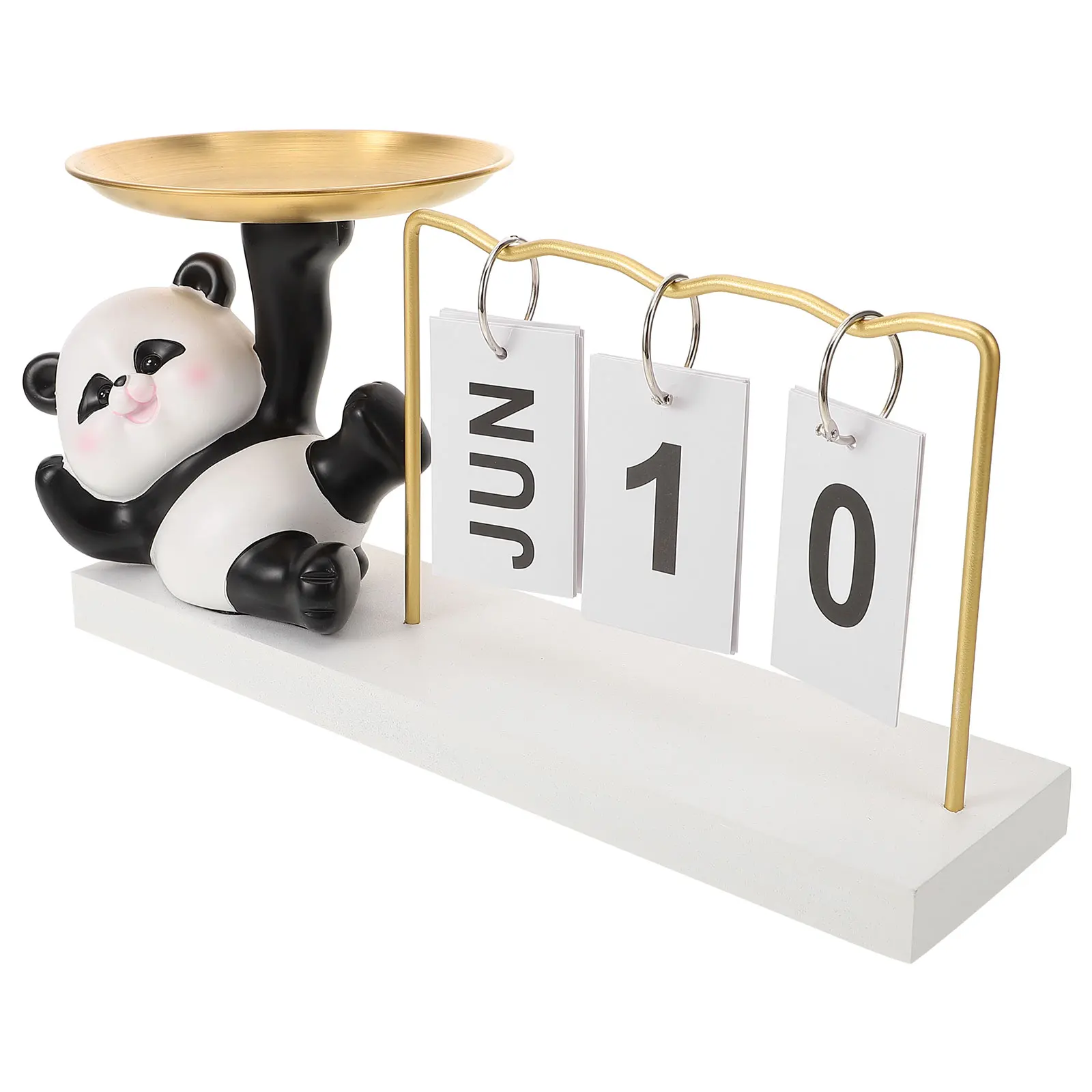 

Panda Calendar Resin Alloy Wood Jewelry Display Tray Large Font Pages Home Decor Jewelry Tray Storage Ring Holder