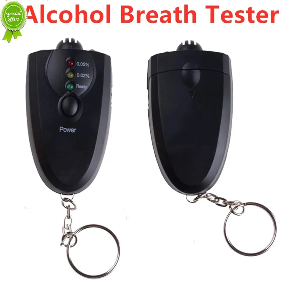 Professional Key Chain Alcohol Meter Analyzer Portable Keychain Red Light LED Flashlight Alcohol Breath Tester Breathalyzer