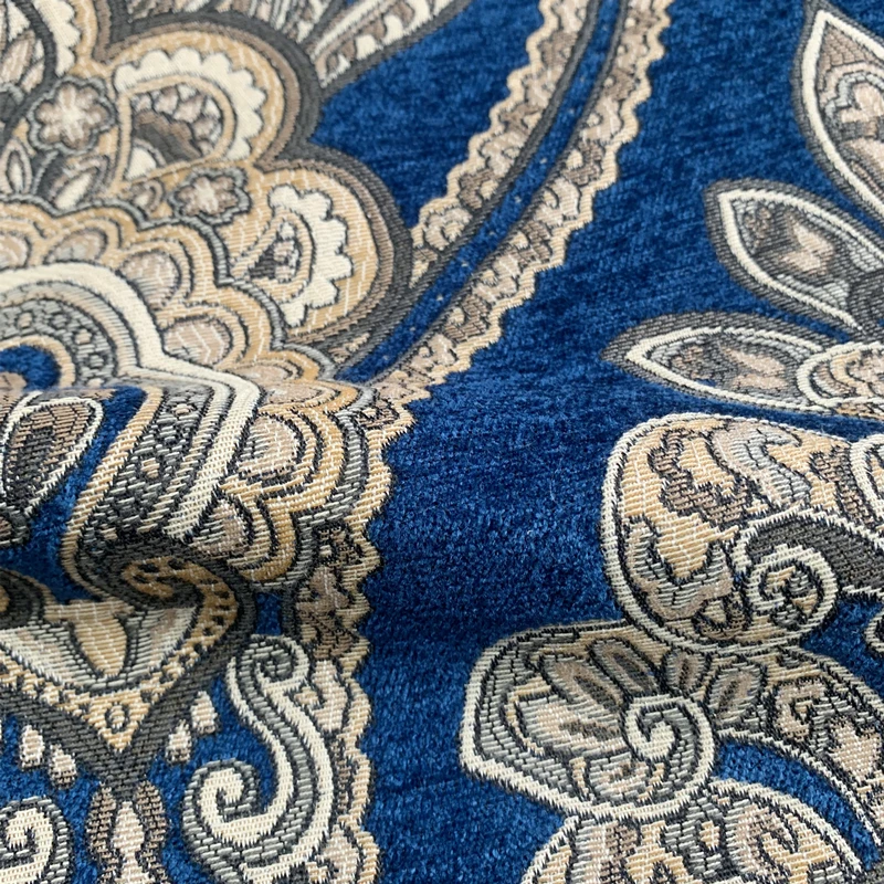 Deluxe Royal Blue Damask Chenille Heavy Home Decorative Sofa Curtain Upholstery Drapery Solid Fabric 280cm 1 Meter Pack