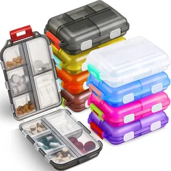 Pocket Portable Pill Storage Box, 10 Compartments Travel Pill Organizer Case Daily Pill Container Organizer Dispenser Storage