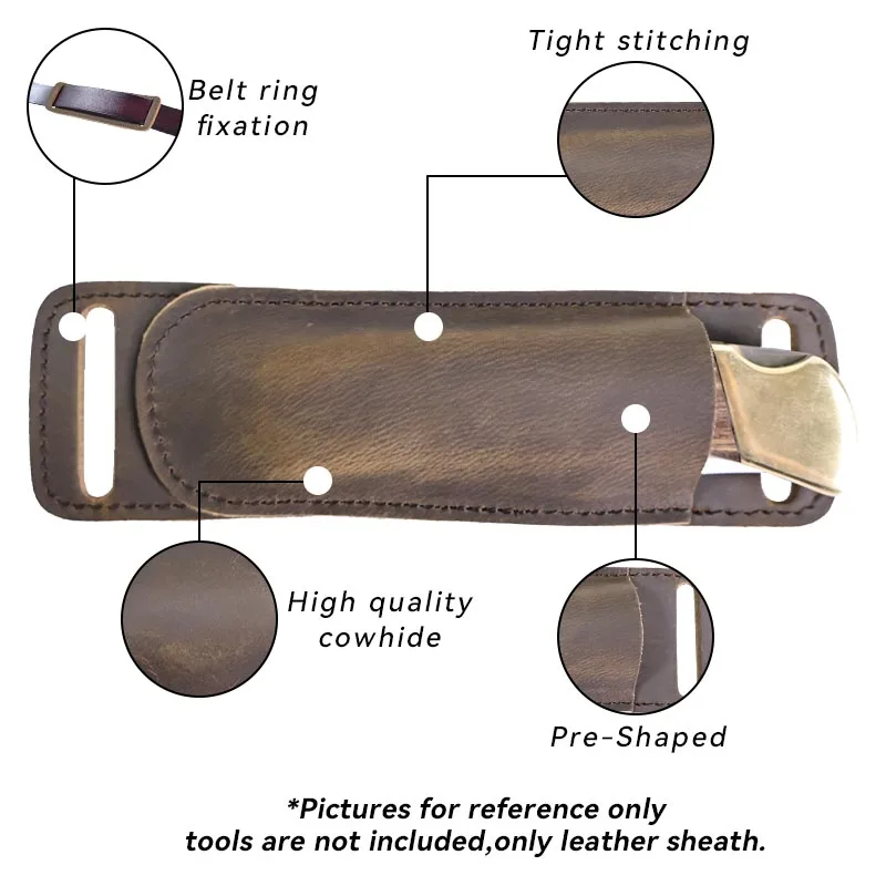 RIYAO Genuine Leather Folding Knife Sheath Waist Belt Knife Case Outdoor Tools Storage Pocket Knives Cowhide Protective Case Men