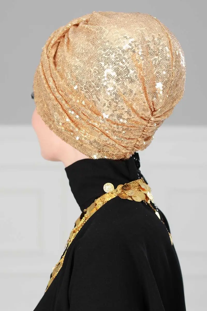 Hijab Knochen pailletten Gold