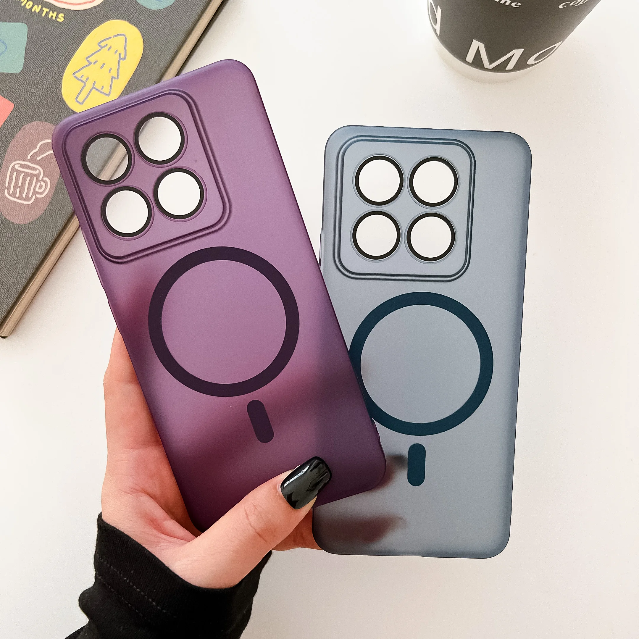 For Xiaomi 14 Case Frosted Semi Transparent Magnetic Suction Wireless Charging For Xiaomi 14 Pro Ultrathin Hard Back cover